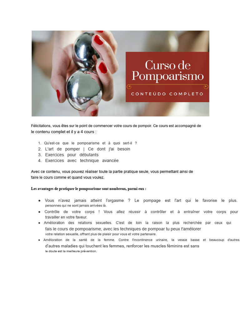 Introduction au Pompoir : Cours et Bienfaits | PDF | Orgasme ...