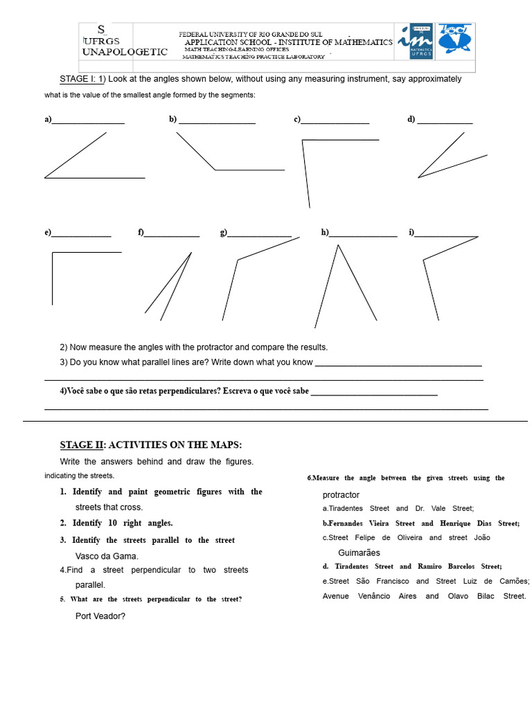 Angle Measurement and Geometry Activities | PDF