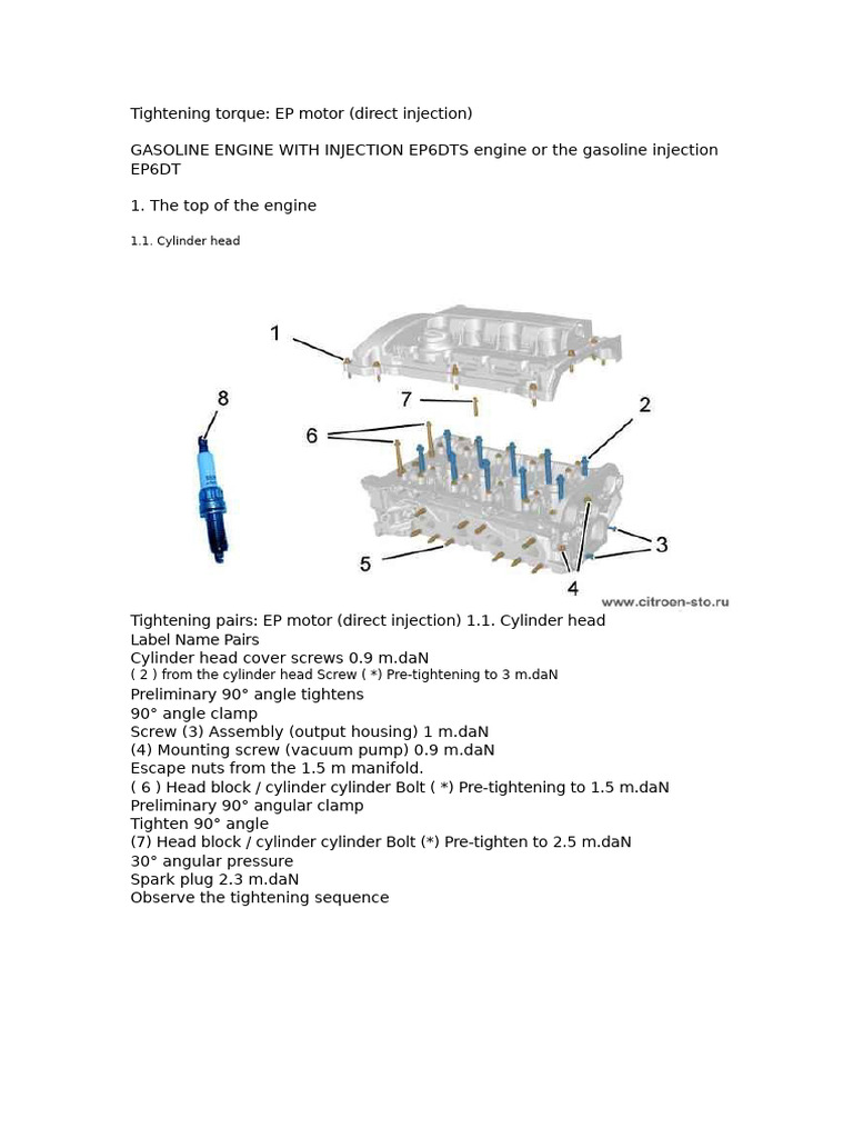 EP6DT Engine Torque Specifications Guide | PDF | Fuel Injection | Engines