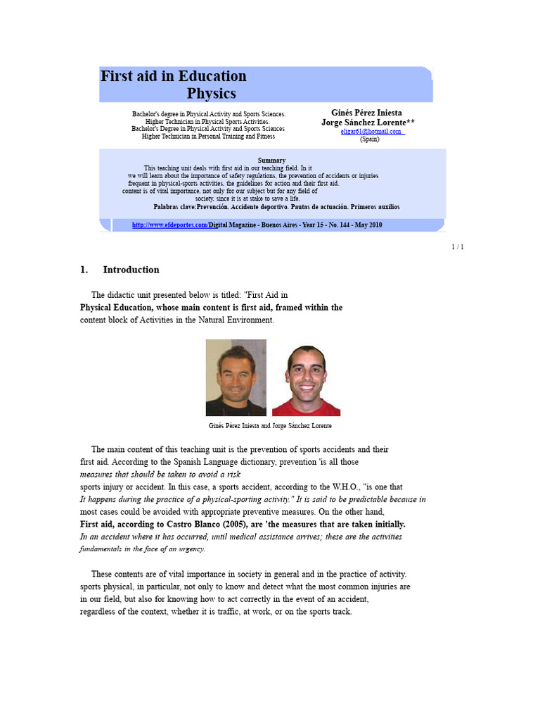 First Aid in Physical Education Guide | PDF | Cardiopulmonary Resuscitation