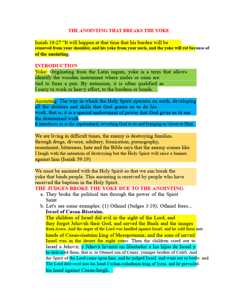 Anointing to Break Spiritual Yokes | PDF | Jesus | Acts Of The Apostles
