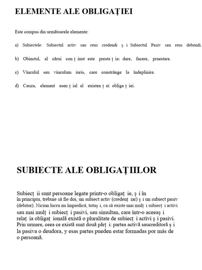 Elemente Ale Obligației | PDF