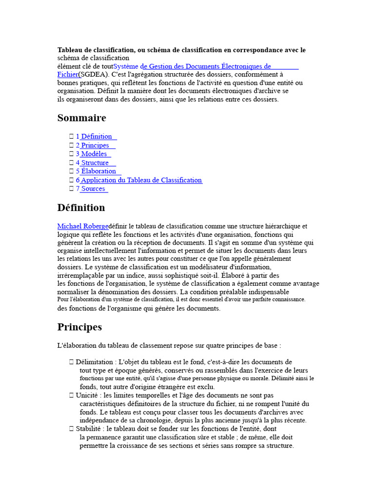 Tableau de Classification des Documents | PDF | Document | Archives