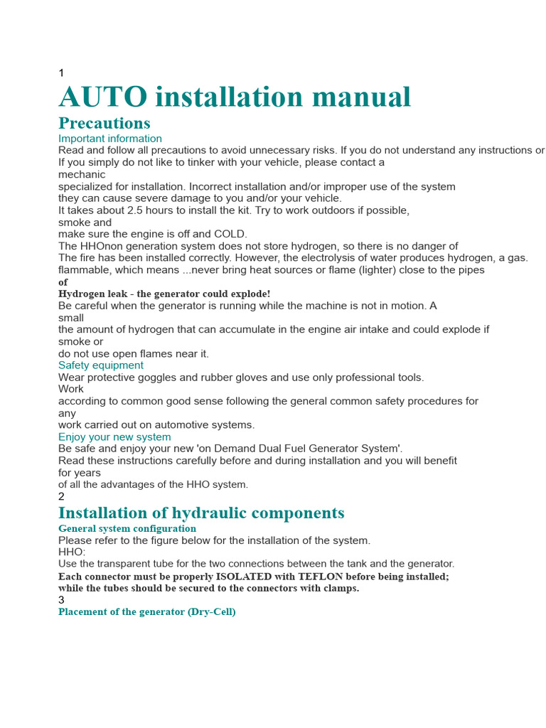 HHO installation | PDF | Throttle | Energy Technology