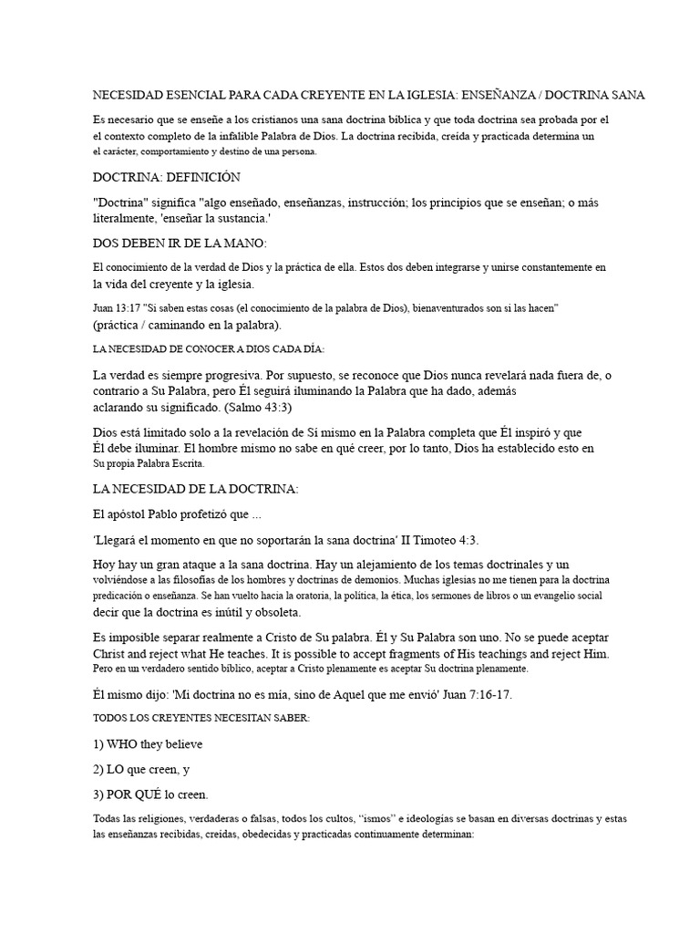 Importancia de la Sana Doctrina Cristiana | PDF | Cristo (título) | Biblia