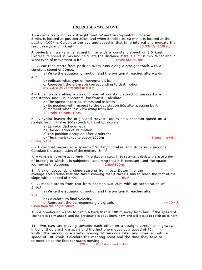 Solved activities | PDF | Speed | Acceleration
