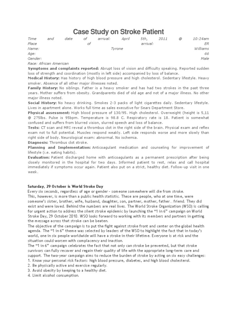 case study for stroke patient