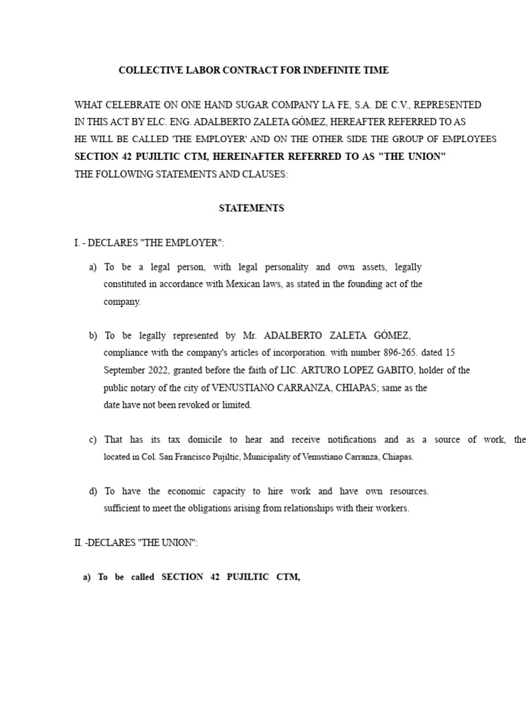 collective labor agreement task 4 | PDF | Employment | Salary