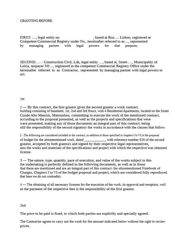 draft contract for private construction works | PDF | Business Law ...