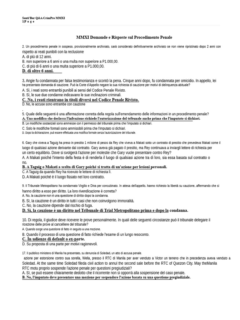 Domande e Risposte Di Procedura Penale MMXI | PDF