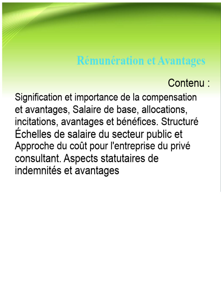 Rémunération et Avantages des Employés | PDF | Salaires | Heures ...