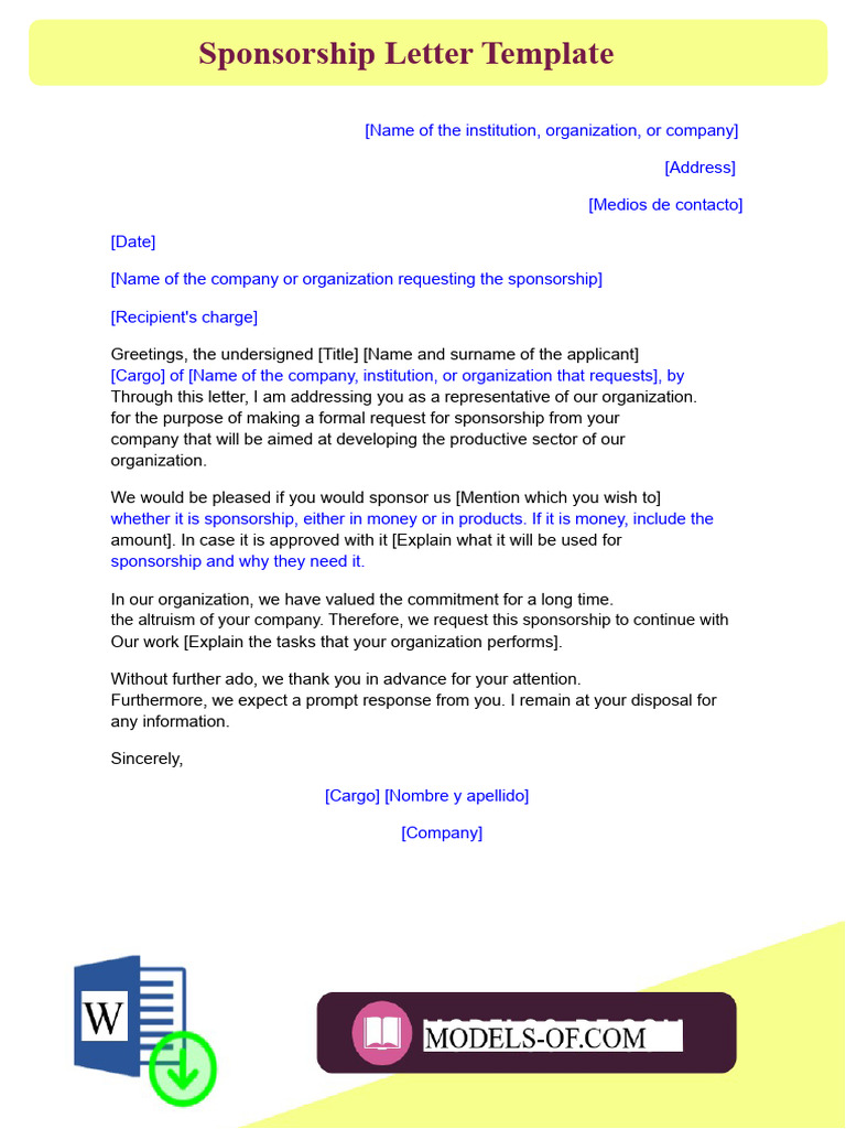 Sponsorship Letter Template Guide | PDF