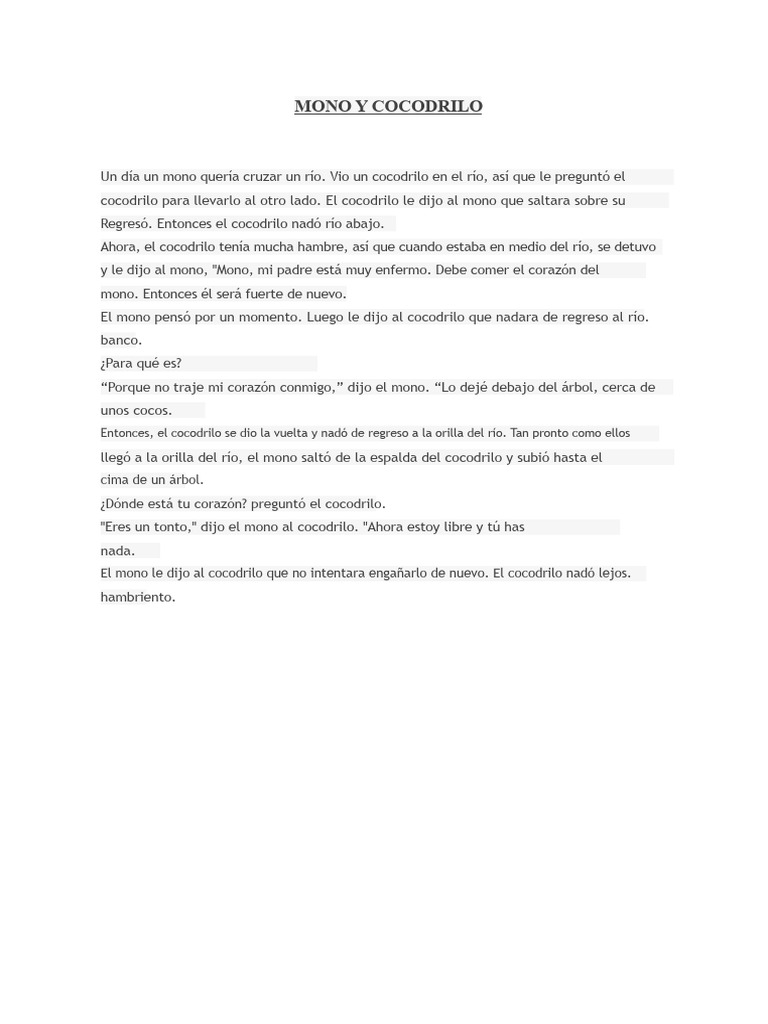 Un Día, Un Mono Quería Cruzar Un Río. | PDF