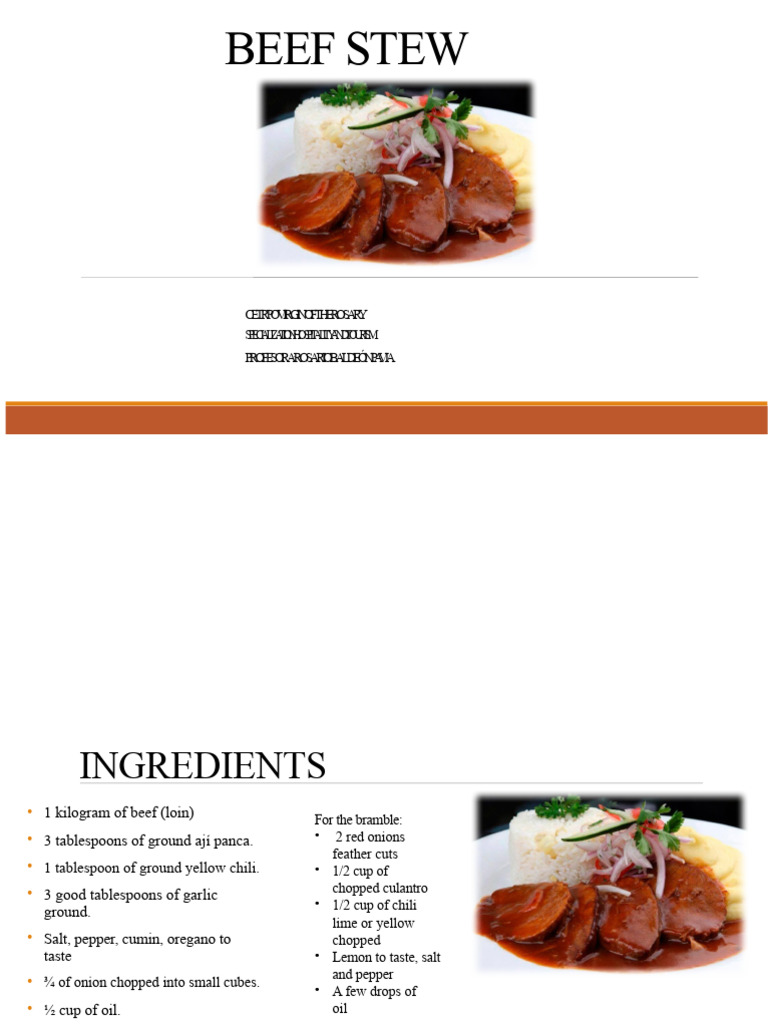 Beef Stew Recipe and Preparation Guide | PDF | Roasting | Beef
