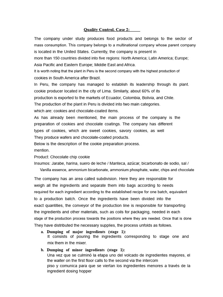 Cookie Production Quality Control Analysis | PDF | Peru | Humidity