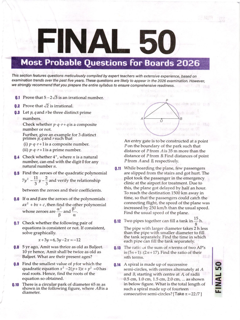 2025 Exam Prep: Key Questions & Solutions | PDF | Sphere | Circle