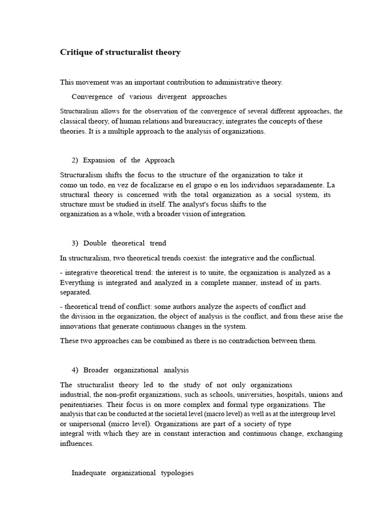 Critique of Structuralist Theory in Organizations | PDF | System ...