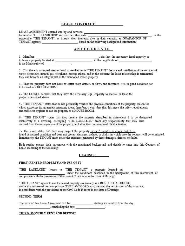 Lease Agreement Format House - Room | PDF | Lease | Leasehold Estate