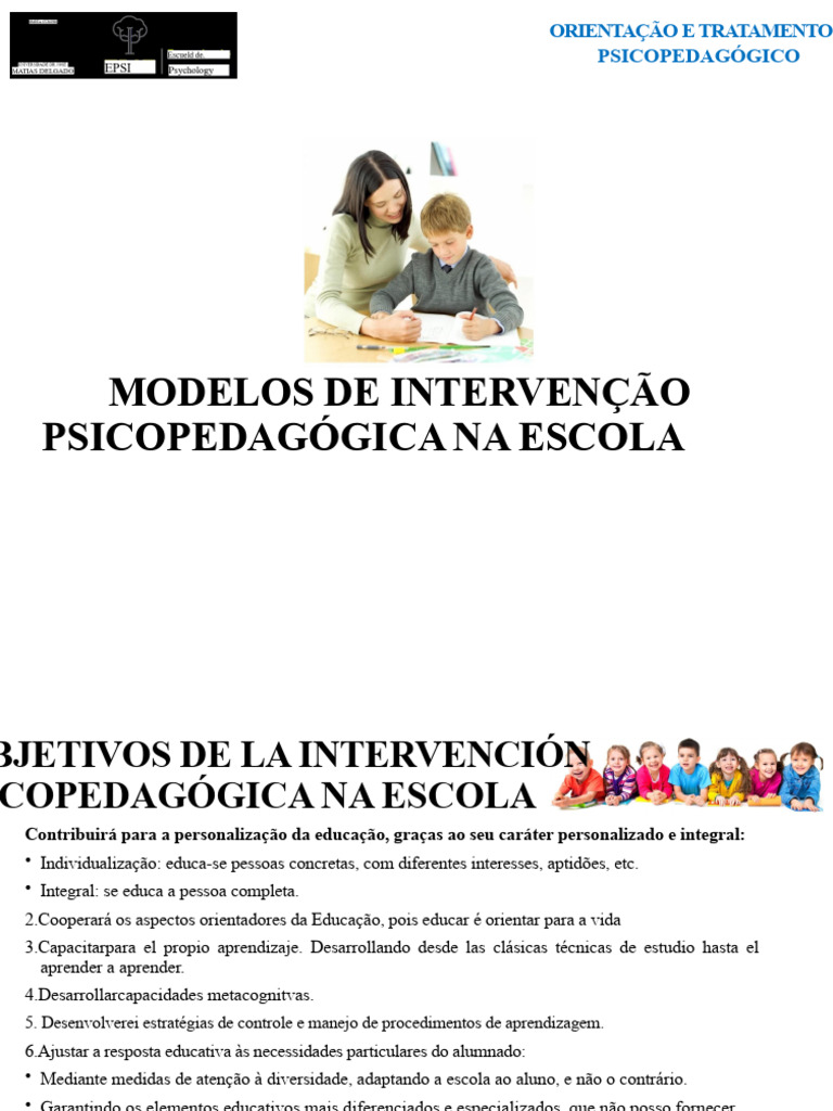MODELOS DE INTERVENÇÃO PSICOPEDAGÓGICA NA ESCOLA | PDF | Aprendizado ...