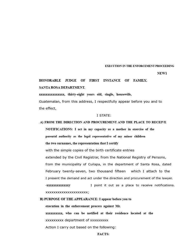 Enforcement of Overdue Child Support | PDF | Birth Certificate | Lawsuit