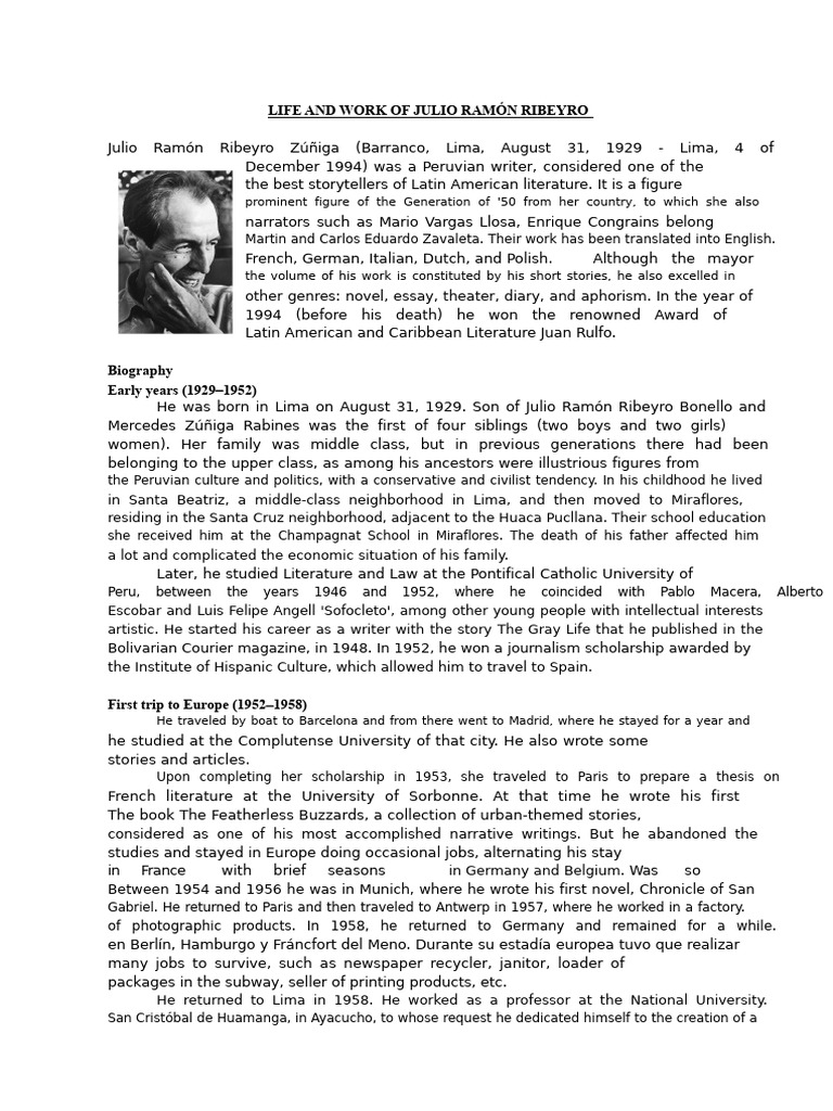 Julio Ramón Ribeyro: Life & Legacy | PDF
