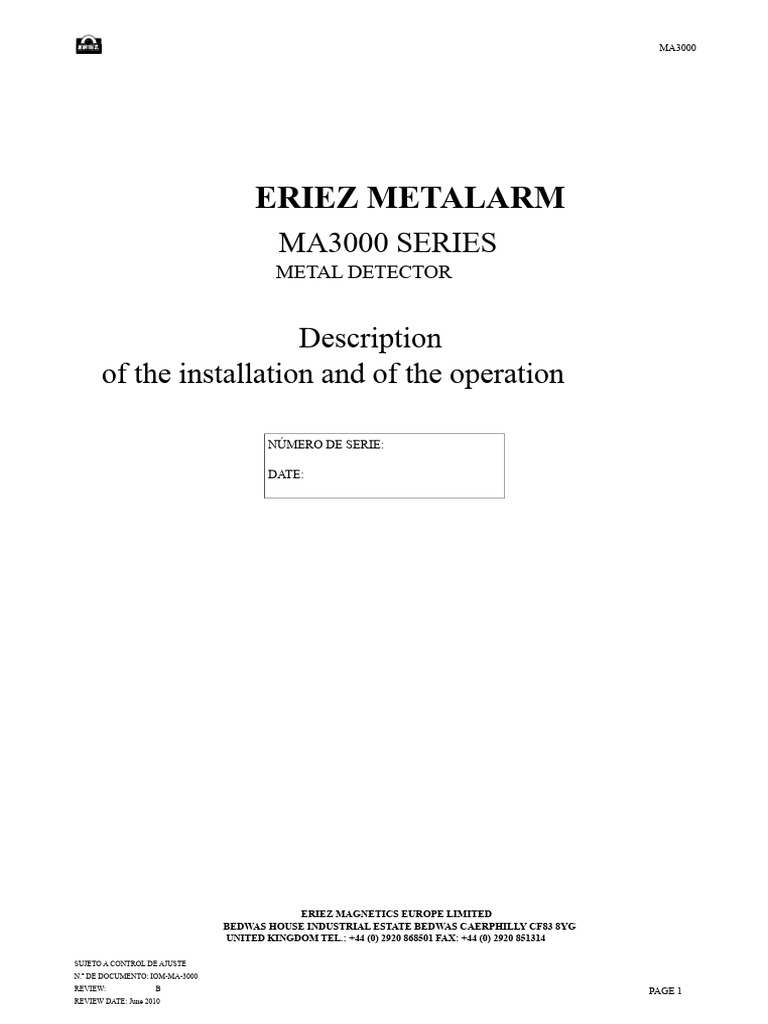 MA3000 Metal Detector Installation Guide | PDF | Relay | Alternating ...