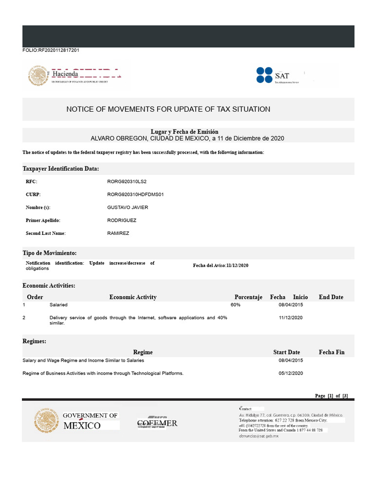 Tax Situation Update Notice 2020 | PDF | Taxes | Government Finances