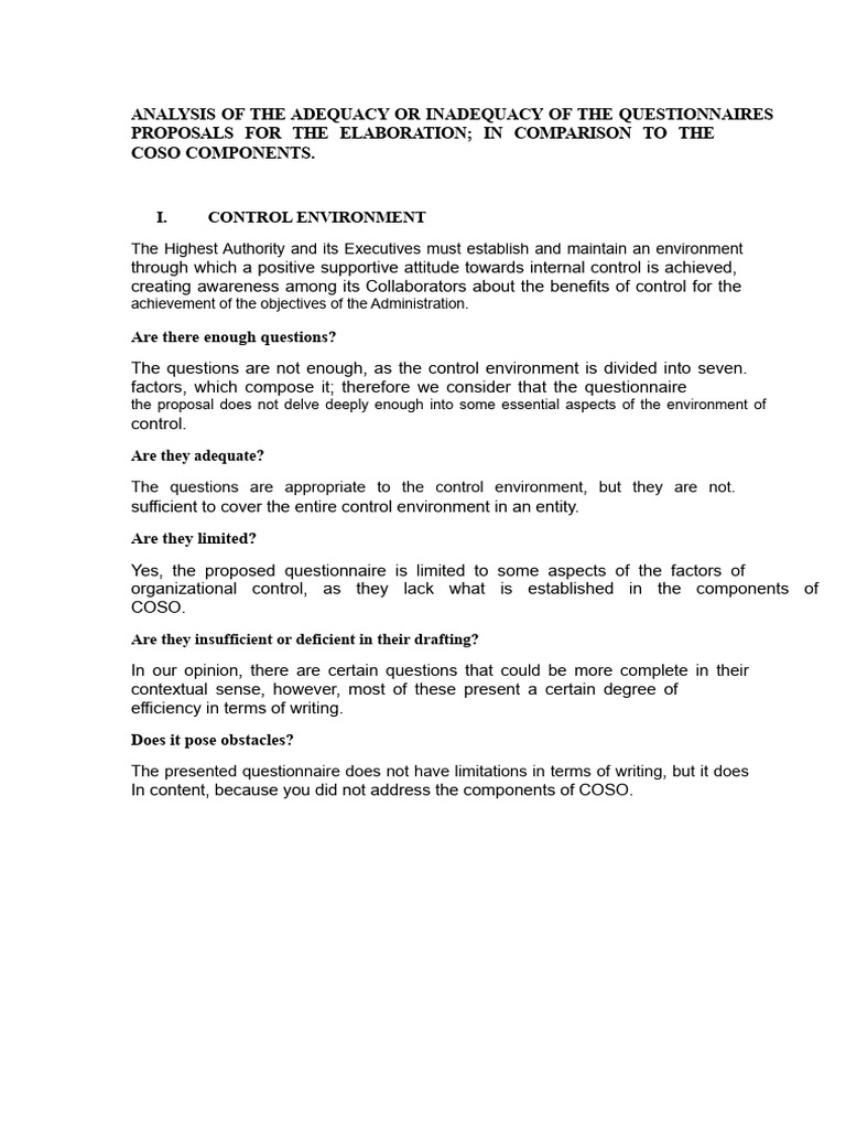 Internal Control Questionnaire | PDF | Audit | Risk
