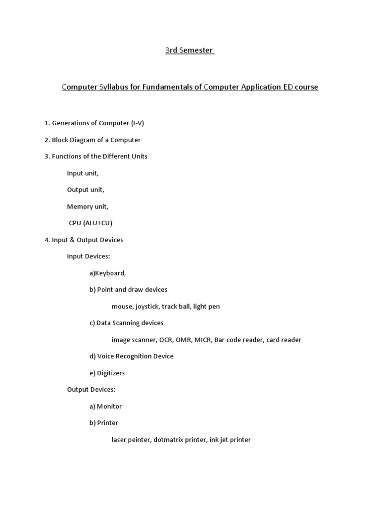 3rd Semester | PDF | Computers
