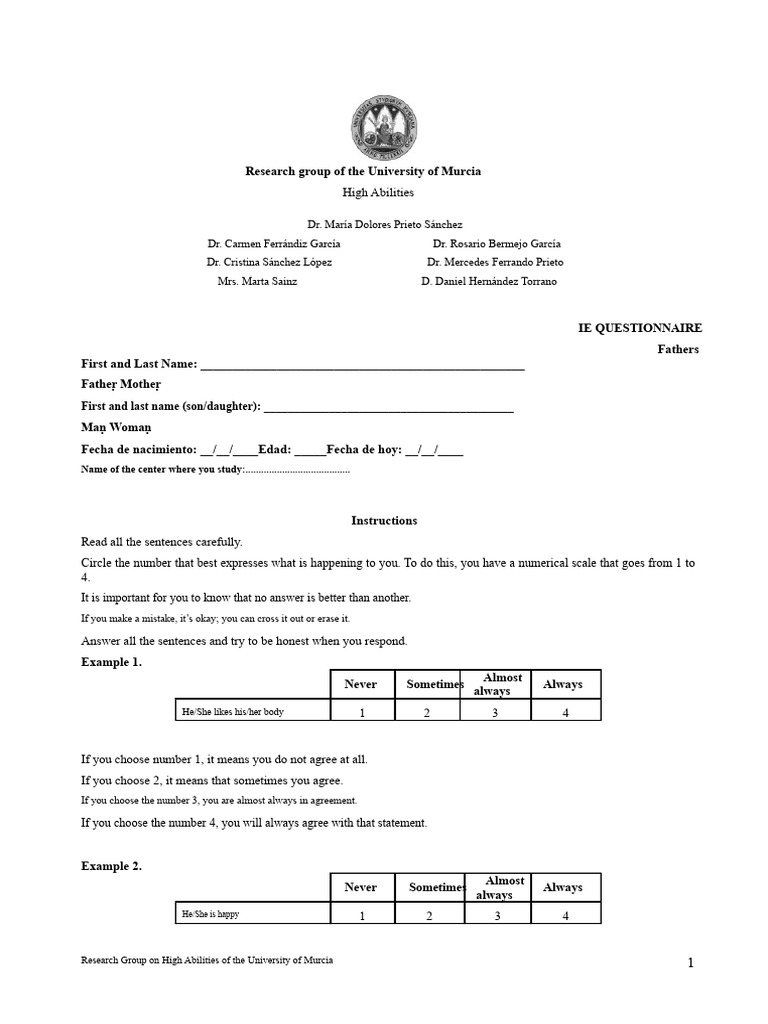 IE Questionnaire for High Abilities | PDF