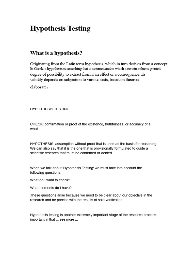 Understanding Hypothesis Testing Basics | PDF