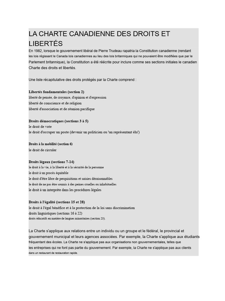 Comprendre la Charte canadienne des droits | PDF | Loi | Canada