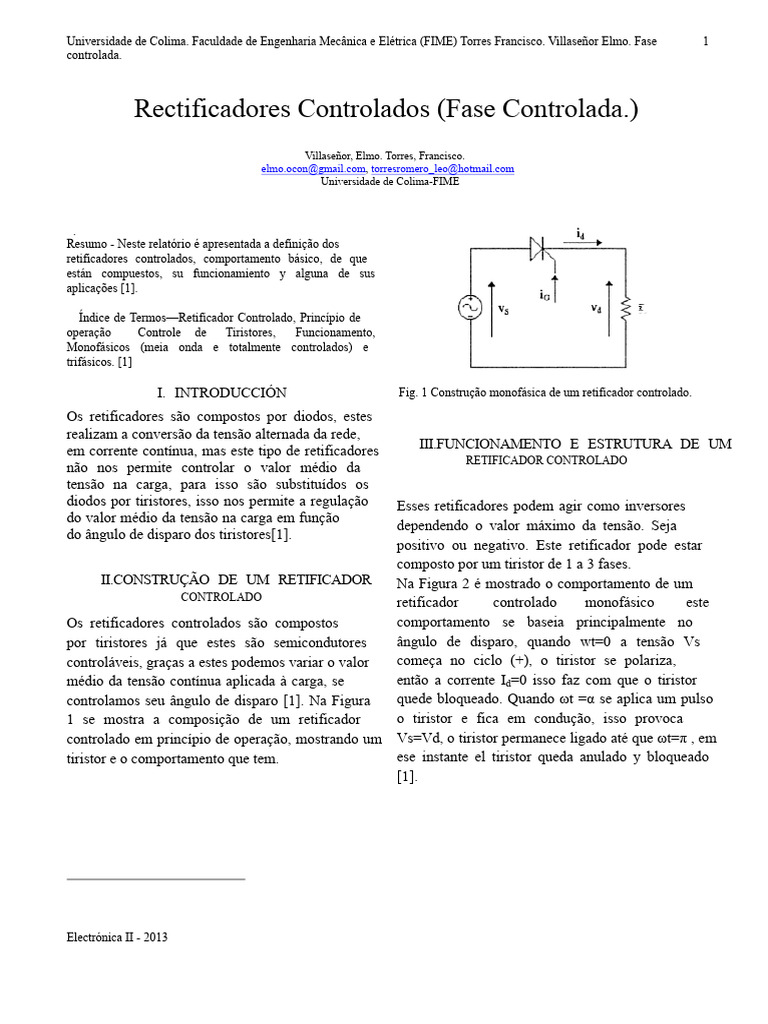 Retificadores Controlados: Funcionamento e Aplicações | PDF ...