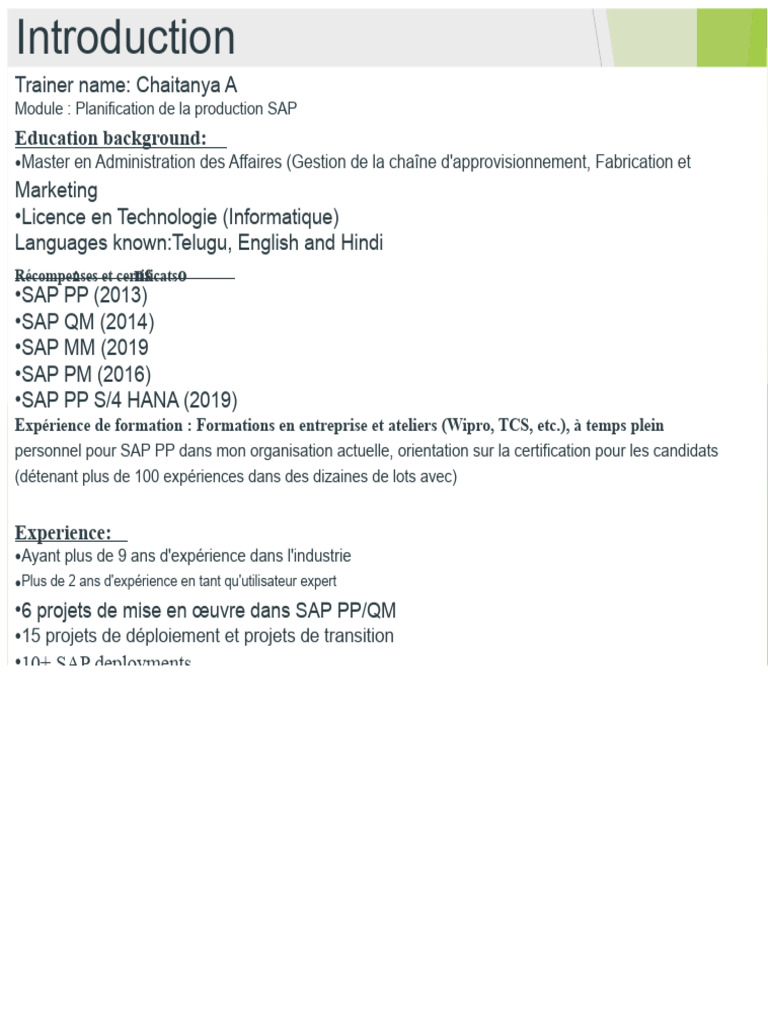 Formation SAP PP : Planification et Méthodes | PDF | Planification ...