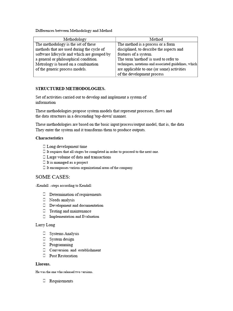 Differences Between Methodology and Method | PDF | Systems Thinking ...
