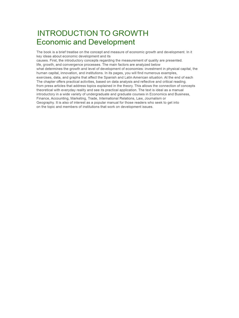 Economic Growth and Development Guide | PDF
