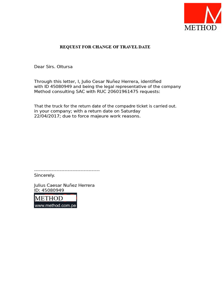 Letter of Ticket Change | PDF