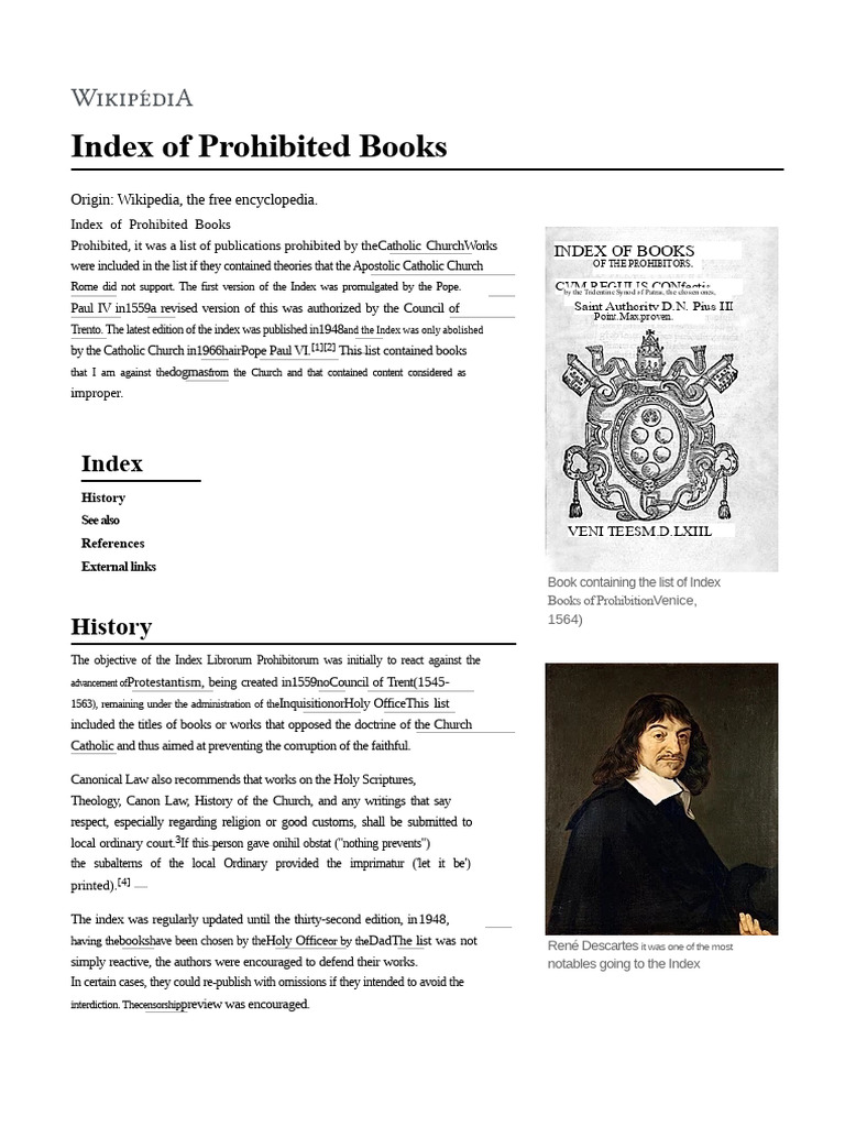History of the Index of Prohibited Books | PDF | Catholic Church