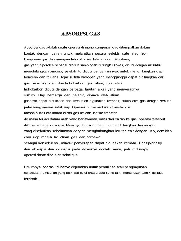 Proses dan Prinsip Absorpsi Gas | PDF
