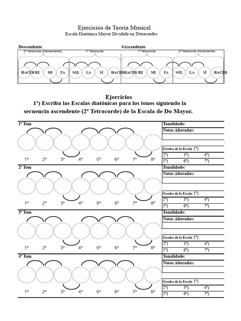 Ejercicios de Escalas Diatónicas | PDF | Escala (música) | Teoría musical