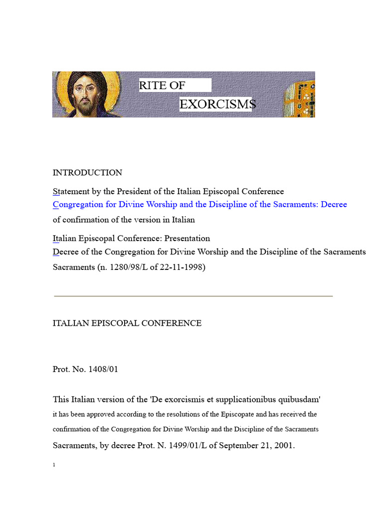 Italian Exorcism Rite Approval Document | PDF | Exorcism | Satan