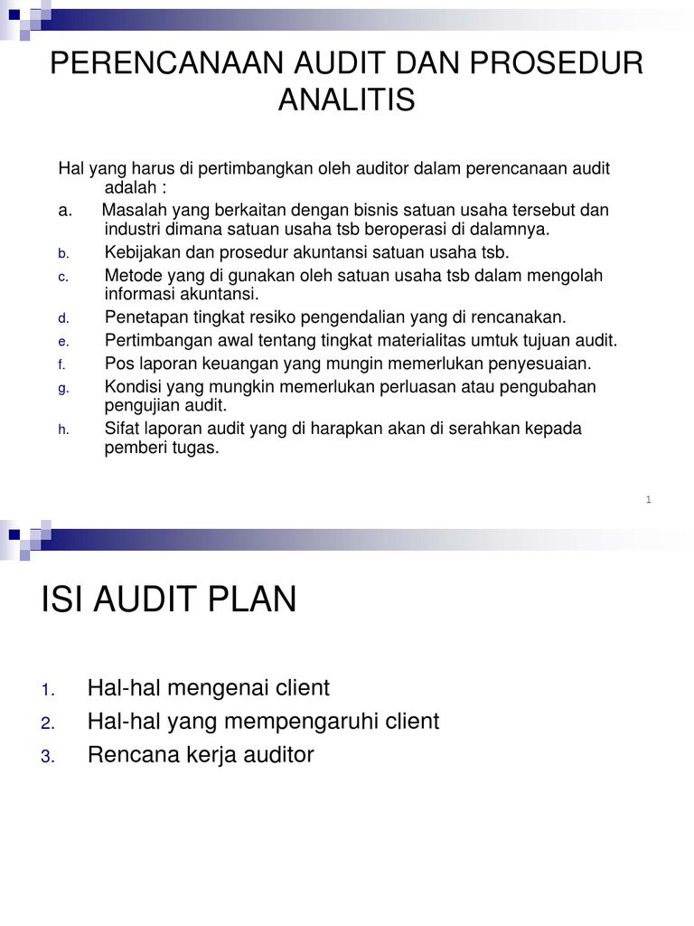 Perencanaan Audit Dan Prosedur Analitis