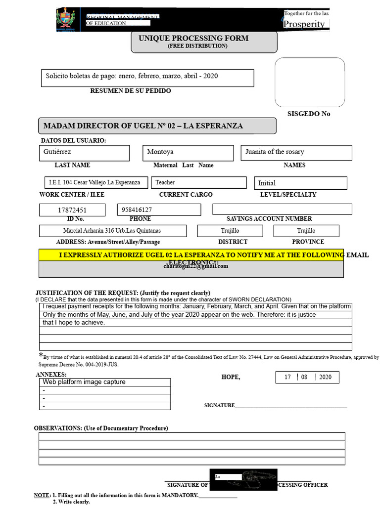 Unique Payment Receipt Request Form | PDF | Government And Personhood ...
