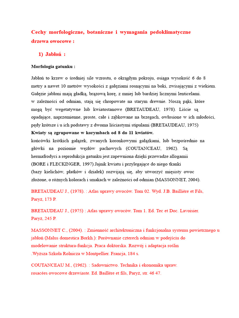 Cechy Morfologiczne | PDF
