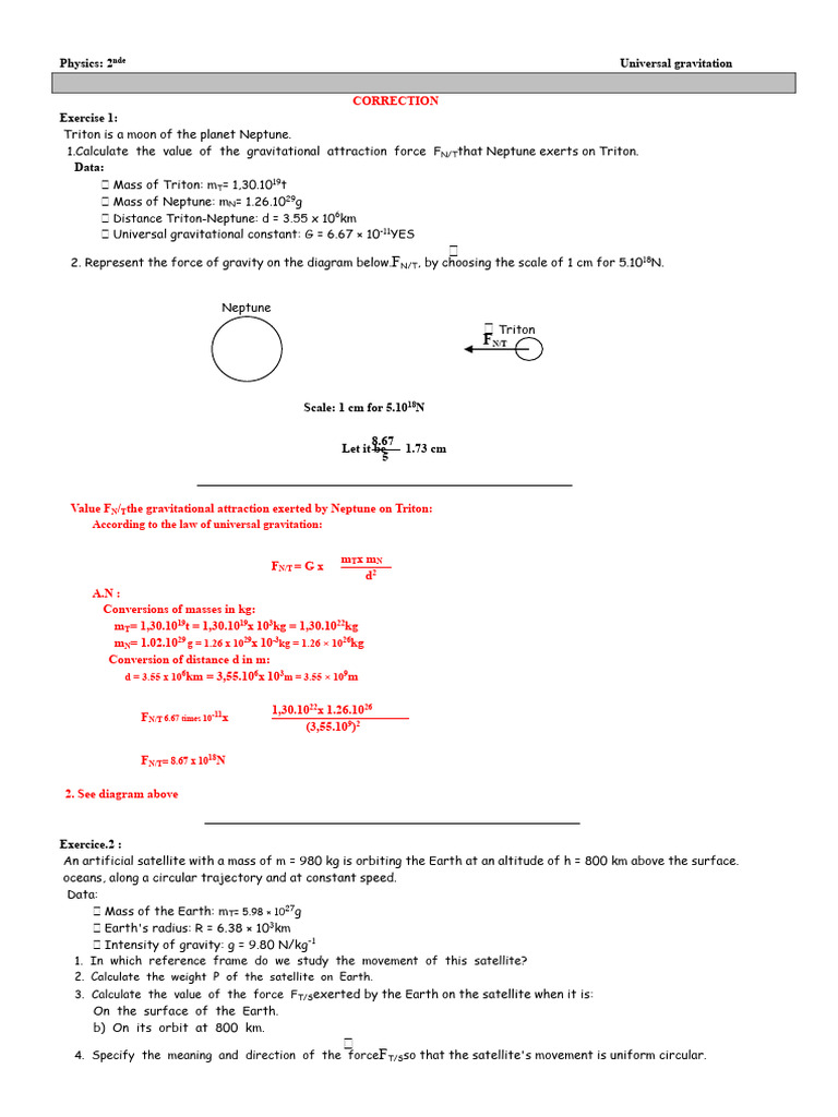 Gravitational Force Calculations in Physics | PDF | Gravity | Newton's ...