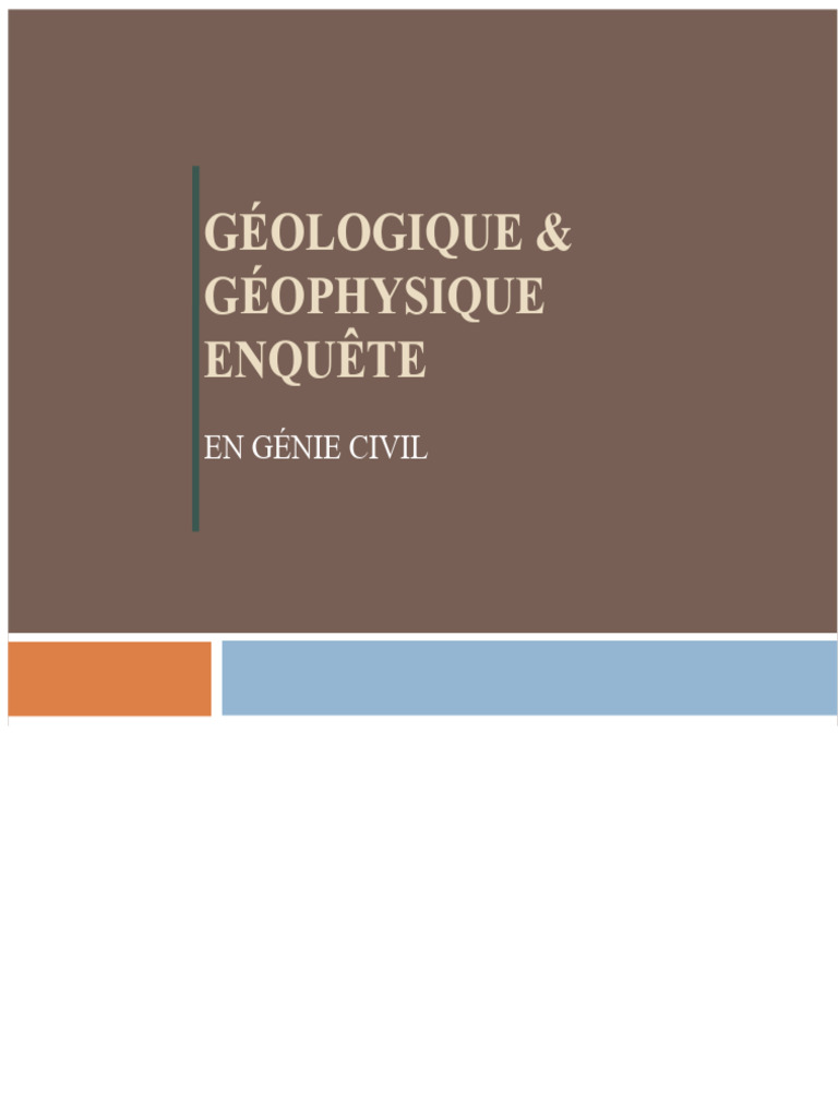 Enquête géologique et géophysique en génie civil | PDF | Géologie ...