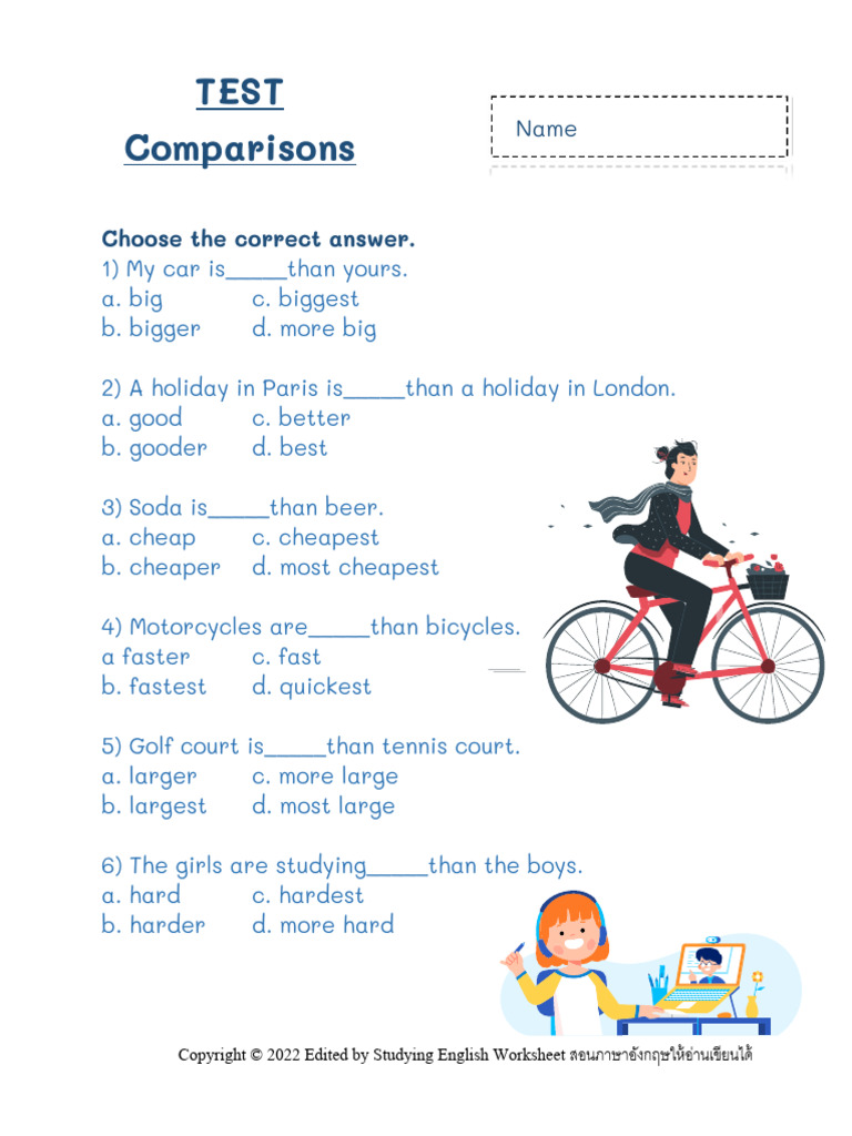 English Comparison Exercises Worksheet | PDF | Chess Openings | Chess ...