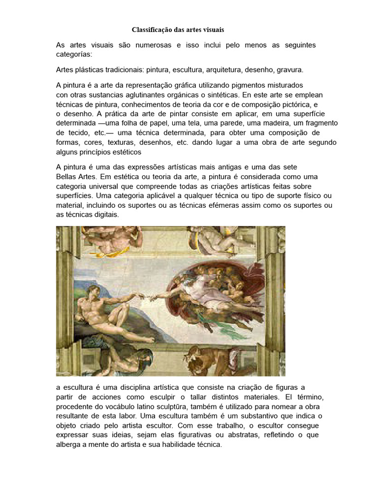 Classificação das Artes Visuais | PDF | Desenho | Pinturas