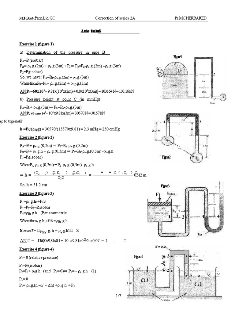 Pressure Calculations in Fluid Mechanics | PDF | Mechanics | Applied ...