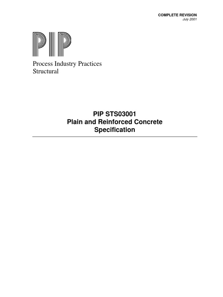 PIP STS03001 (Plain & Reinforced Concrete Specification) | PDF ...